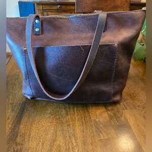 Portland Leather Large Tote, Coldbrew